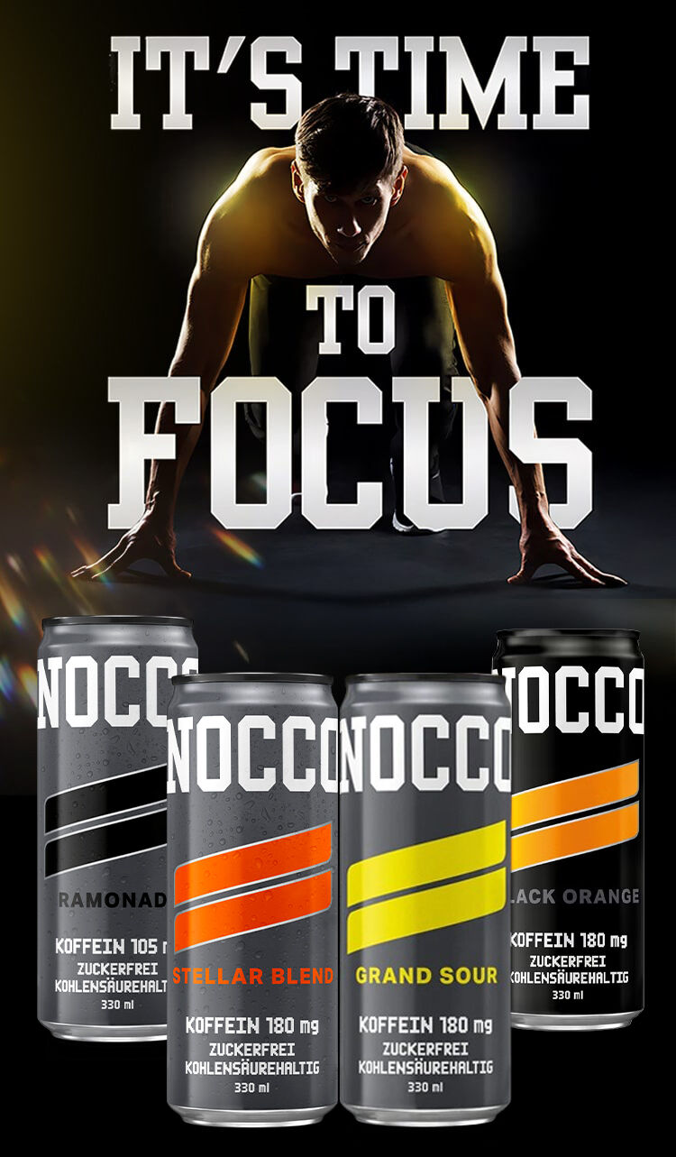 NOCCO FOCUS LA BOISSON ÉNERGISANTE SANS SUCRE ET RICHES EN VITAMINES